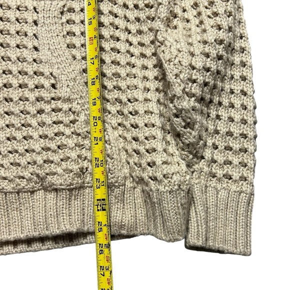 NWOT Zara Crochet Knit Hoodie Wool Blend Beige Size Medium - Picture 5 of 6